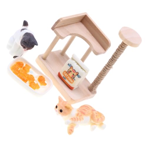 WOONEKY Miniatur Holz Katzenbaum Modell mit Mini Katzenfigur Puppenhaus Dekoration Mikro Landschaft Zubehör für Katzenliebhaber und Miniatur Szenerie Gestaltung WOONEKY Miniatur Holz Katzenbaum Modell mit Mini Katzenfigur Puppenhaus Dekoration Mikro Landschaft Zubehör für Katzenliebhaber und Miniatur Szenerie Gestaltung von WOONEKY