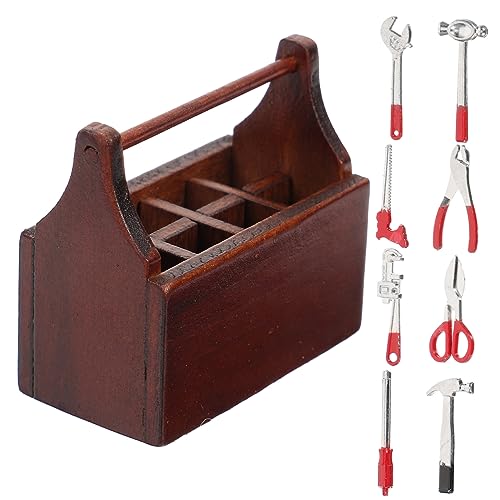 WOONEKY Miniatur Holz Werkzeugkasten Set mit Puppenhaus Zubehör Leichtes Mini Werkzeugspielzeug aus Holz und Dekoratives Mini Haus Accessoire für Bastler und Sammler WOONEKY Miniatur Holz Werkzeugkasten Set mit Puppenhaus Zubehör Leichtes Mini Werkzeugspielzeug aus Holz und Dekoratives Mini Haus Accessoire für Bastler und Sammler von WOONEKY