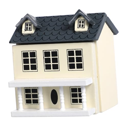 WOONEKY 12 üßes Puppenhaus Mit Blauer Wand Und Grauem Dach Dekoratives Mini Aus Ideales Ornament Für Ihre Miniaturlandschaft von WOONEKY