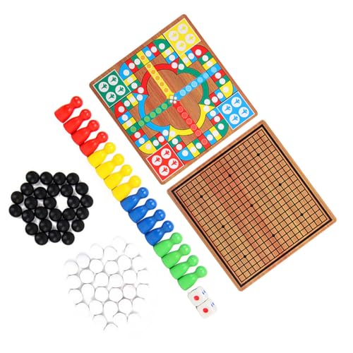 WOONEKY Multifunktionales Holzspielbrett Flugspiel und Fünf in Einer Reihe Spiel mit Holzschachsteinen Sicheres Familienspiel für Reisen WOONEKY Multifunktionales Holzspielbrett Flugspiel und Fünf in Einer Reihe Spiel mit Holzschachsteinen Sicheres Familienspiel für Reisen von WOONEKY