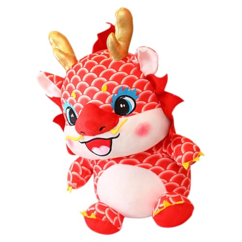 WOONEKY Plüschtiere Üsch 25cm Rotes Chinesisches Neujahrs Maskottchen Kuscheltier Stofftier Dekoration Zur des Jahr des Drachen Für Und Freunde von WOONEKY