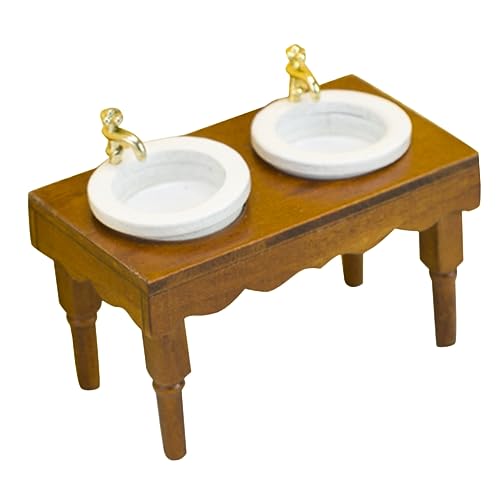 WOONEKY abwaschbecken wash Basin für freundinen badezimmerdeko badzimmer unterschrank Mini-Hausschmuck Waschbeckenunterschrank für Puppenhaus Puppenhauszubehör Miniatur Holz von WOONEKY