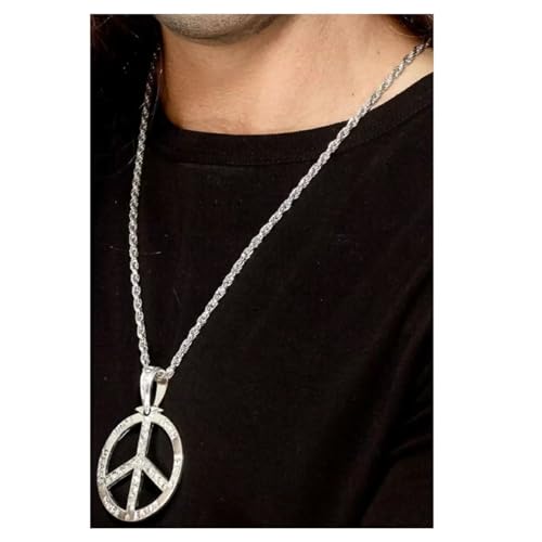 PAPSTAR NEU Friedenszeichen Hippie-Medaillon, Silber, mit 44cm Kette von PAPSTAR