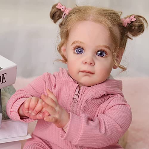 WOOZHI 55 cm Reborn Puppe Mädchen – Lebensechte Baby Puppe aus Weichem Silikon, Realistische Neugeborene Puppe mit Zubehör und Geöffneten Augen, Spielzeug für Kinder ab 3 Jahren WOOZHI 55 cm Reborn Puppe Mädchen – Lebensechte Baby Puppe aus Weichem Silikon, Realistische Neugeborene Puppe mit Zubehör und Geöffneten Augen, Spielzeug für Kinder ab 3 Jahren von WOOZHI