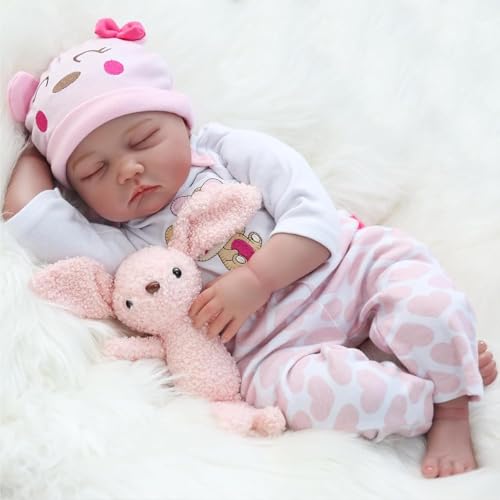 WOOZHI 55cm Lebensechte Reborn Puppe Mädchen – Realistische Babypuppe mit Schlafenden Augen, Reborn Baby Weicher Silikon-Vinyl,Neugeborenes Spielzeug für Sammler und Geschenke WOOZHI 55cm Lebensechte Reborn Puppe Mädchen – Realistische Babypuppe mit Schlafenden Augen, Reborn Baby Weicher Silikon-Vinyl,Neugeborenes Spielzeug für Sammler und Geschenke von WOOZHI