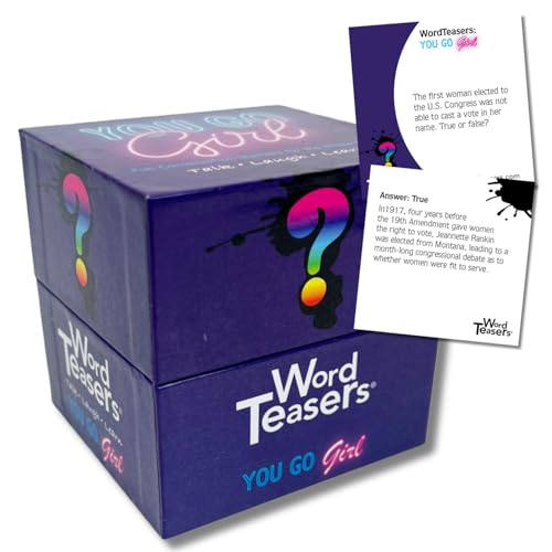 ? WORD TEASERS You Go Girl Gesprächsstarter - Wahres oder falsches Familien-Trivia-Kartenspiel - Frauen Empowerment Geschenke - 150 Fragekarten von ? WORD TEASERS