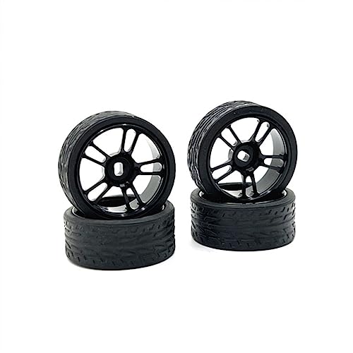 WORKSDUO 1/28 26 mm Rennreifen Reifen Metallfelge für Wltoys 284131 K969 K979 K989 P929 Kyosho Mini-Z 1:28 RC Car Upgrades Teile Ersatzzubehör (Farbe: Nero) von WORKSDUO