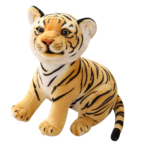 Simulation Tiger Baby Kuscheltier, Süße Tiger Kuscheltiere Weiche Plüschtiere Geschenke for Kinder Jungen Mädchen Heimdekoration(Yellow,33CM/13IN) von WORTA