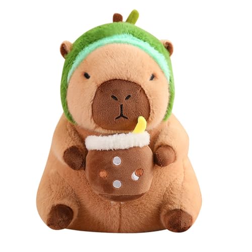 WORTA Capybara-Plüschtier, Süßes Capybara-Kuscheltier Weiches Plüschtier Mit Tragbarem Toast-Kopfschmuck Geschenke for Jungen Und Mädchen Geburtstag Heimdekoration(Avocado,40cm/15.7IN) von WORTA