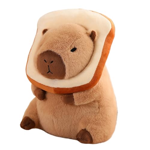 WORTA Capybara-Plüschtier, Süßes Capybara-Kuscheltier Weiches Plüschtier Mit Tragbarem Toast-Kopfschmuck Geschenke for Jungen Und Mädchen Geburtstag Heimdekoration(Bread,30cm/11.8IN) von WORTA