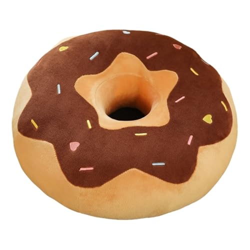 WORTA Donut-Plüschtier, Süßes, Weiches Donut-Plüschtier Rundes Kissen Geschenke for Die Wohnzimmer-Dekoration Auf Dem Sofa(Brown,38CM/14IN) von WORTA