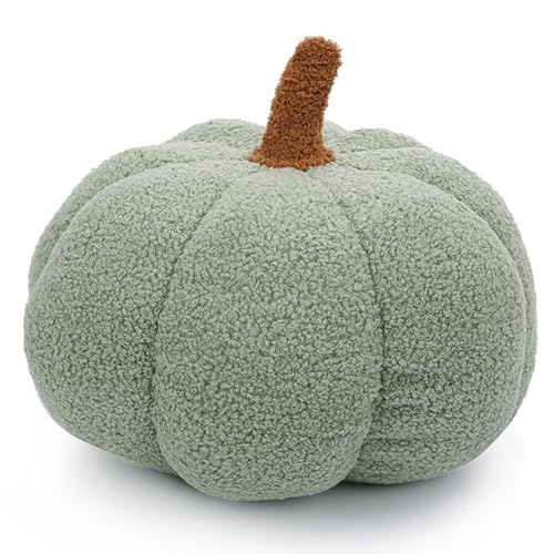 WORTA Kürbis Plüsch Kissen, Flauschiges Ausgestopftes Kürbis Plüsch Sofa Dekorationskissen for Halloween Weihnachten Schlafzimmer Dekoration Party(Green,30CM/11.8IN) von WORTA