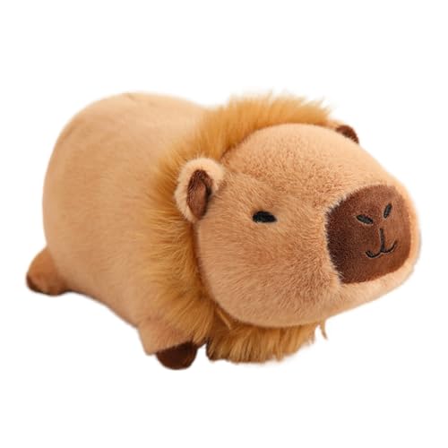 WORTA Niedliches Capybara-Plüschtier, Niedliches Capybara-Plüschtier Mit Tragbarer Kopfbedeckung, Capybara-Geschenke for Kinder Jungen Mädchen College-Studenten(Lion) von WORTA