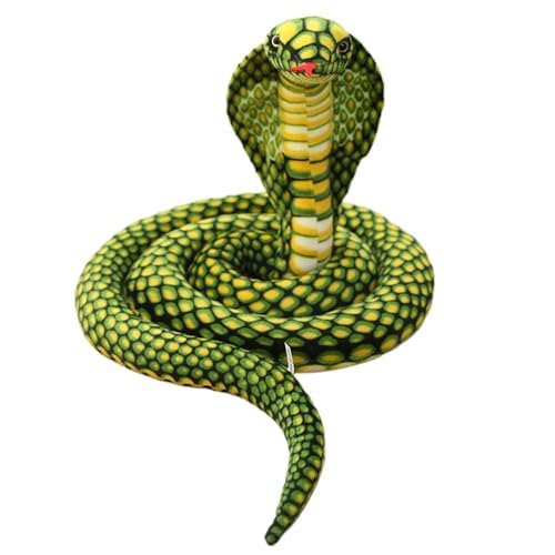 WORTA Simulation Cobra Kuscheltiere, Lebensechte Cobra Plüsch Schlange Parodie Spielzeug for Streich Requisiten Party Dekorationen(Green,170CM/67IN) von WORTA