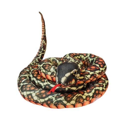 WORTA Simulation Python Kuscheltiere, Realistische Lange Schlange Plüsch Spielzeug Geschenke for Kinder Freunde Halloween(Brown,110CM/43IN) von WORTA