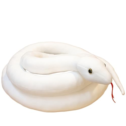 WORTA Simulation Python Kuscheltiere, Realistische Lange Schlange Plüsch Spielzeug Geschenke for Kinder Freunde Halloween(White,110CM/43IN) von WORTA