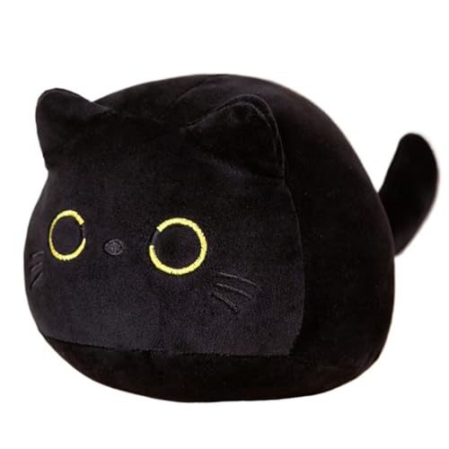 WORTA Süßes Katzenplüschtier, Weiches Kuschelkissen Mit Katzenmotiv Geschenk for Jungen Und Mädchen Halloween Weihnachten Sofa-Dekoration(Black,40CM/15.7IN) von WORTA