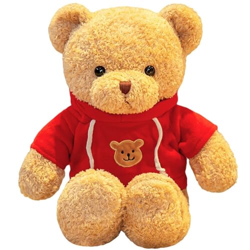 WORTA Teddybär Plüsch, Lieblich Mit Kapuzenpullover Teddybär Kuscheltiere Plüschtier Geschenk for Verliebte Paar Weihnachten Valentinstag(Red,50CM/19.6IN) von WORTA