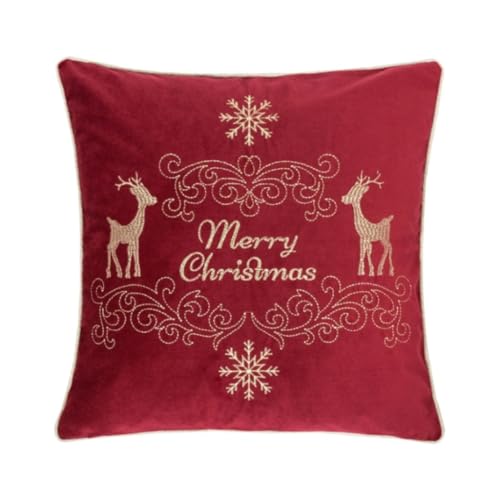 WOSHIXIAOKEAI Heimkissen Kissenbezug Amerikanische Stickerei Sofa Schlafzimmer Wohnzimmer Moderne Weihnachten Urlaub Stickerei Großes Kissen Mit Kern Kissen(Red) von WOSHIXIAOKEAI