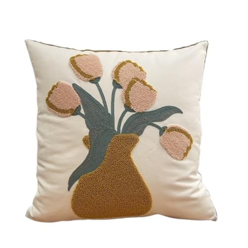 WOSHIXIAOKEAI Heimkissen Nordic Ins Kleine Frische Einfache Stickerei Kissen Bouquet Kissenbezug Wohnzimmer Sofa Kissen Schlafzimmer Kissen Kissen(B) von WOSHIXIAOKEAI