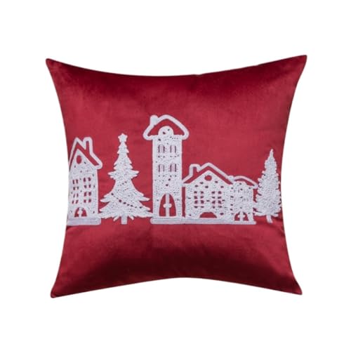 WOSHIXIAOKEAI Heimkissen Nordic Ins Weihnachten Kissen Kissen Taille Kissen Wohnzimmer Sofa Dekoration Schneeflocke Kissen Kissen Kissen(Red) von WOSHIXIAOKEAI