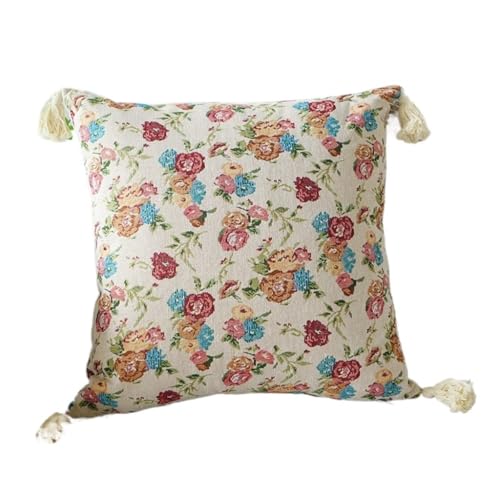 WOSHIXIAOKEAI Heimkissen Pflanze Blume Jacquard Kissenbezug Wohnzimmer Sofa Kissen Quaste Anhänger Quaste Kissen Nachttisch Kissen Kissen(B) von WOSHIXIAOKEAI