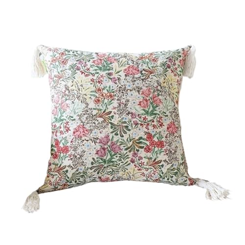 WOSHIXIAOKEAI Heimkissen Pflanze Blume Jacquard Kissenbezug Wohnzimmer Sofa Kissen Quaste Anhänger Quaste Kissen Nachttisch Kissen Kissen(D) von WOSHIXIAOKEAI