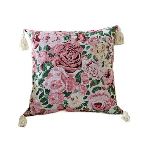 WOSHIXIAOKEAI Heimkissen Pflanze Blume Jacquard Kissenbezug Wohnzimmer Sofa Kissen Quaste Anhänger Quaste Kissen Nachttisch Kissen Kissen(H) von WOSHIXIAOKEAI