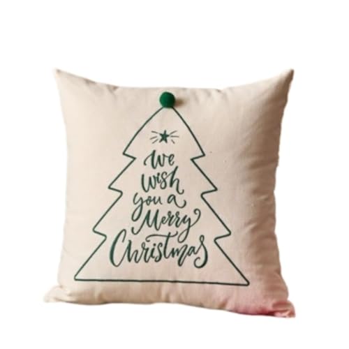 WOSHIXIAOKEAI Heimkissen Weihnachten Bestickter Kissenbezug Weihnachtsbaum Mit Kugeln Zuhause Wohnzimmer Sofa Dekoration Kissen Kissen(Green) von WOSHIXIAOKEAI