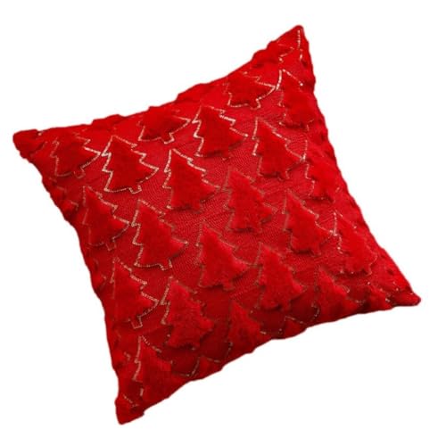 WOSHIXIAOKEAI Heimkissen Weihnachten Besticktes Plüschkissen Im Amerikanischen Stil, Roter Weihnachtsbaum, Urlaub, Wohnzimmer, Sofa, Dekorationskissen Kissen(Red) von WOSHIXIAOKEAI