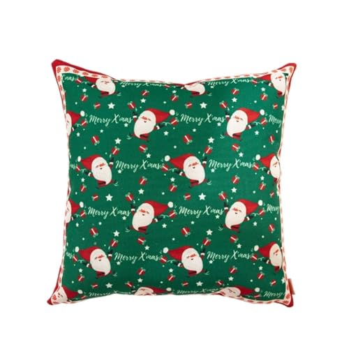 WOSHIXIAOKEAI Heimkissen Weihnachten Home Dekoration Kissen Baumwolle Und Leinen Festliche Atmosphäre Sofakissen Mit Kissenkern Bett Erkerfenster Kissen(Green,D) von WOSHIXIAOKEAI