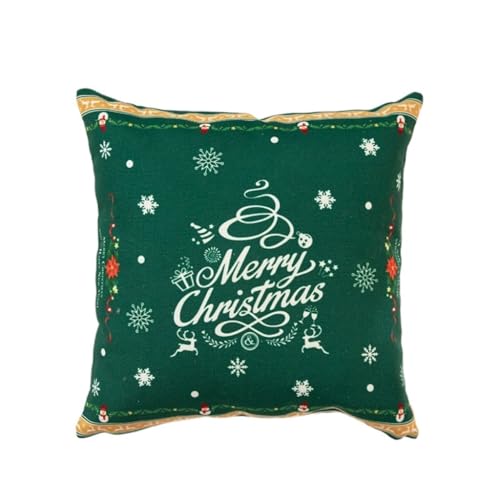 WOSHIXIAOKEAI Heimkissen Weihnachten Home Dekoration Kissen Baumwolle Und Leinen Festliche Atmosphäre Sofakissen Mit Kissenkern Bett Erkerfenster Kissen(Green,E) von WOSHIXIAOKEAI