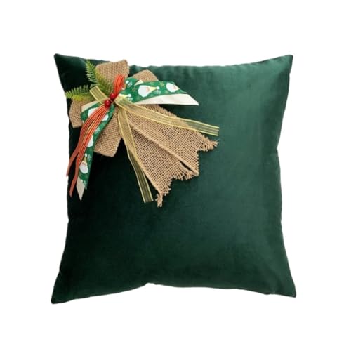 WOSHIXIAOKEAI Heimkissen Weihnachten Urlaub Dekorative Kissen Flanell Schleife Sofa Kissenbezug Kissenbezug Wohnzimmer Dekorative Kissen Kissen(Green) von WOSHIXIAOKEAI