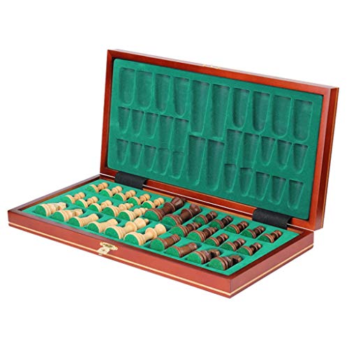 Schachspiel Holzschachspiel mit Metallknopf Buche Klappbares Schachbrett Massivholz Schachfiguren für 's Days International Chess Schach Schach von WOTZOV