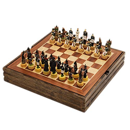 Schachspiel Massivholz Schachbrett mit Aufbewahrung Schachfiguren Ornamente Schachspiel Brettspiel für Papa Freunde Internationales Schach Schach Schach (Farbe: Schach A) von WOTZOV