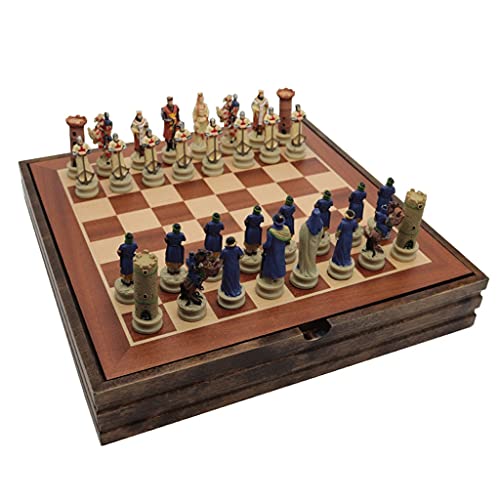 Schachspiel Schachset für Kinder und Erwachsene, Klassische Spielesammlung, Schachset mit Deluxe-Holzbrett und Aufbewahrung, 3D-Schachfiguren aus Kunstharz, Internationales Schach von WOTZOV