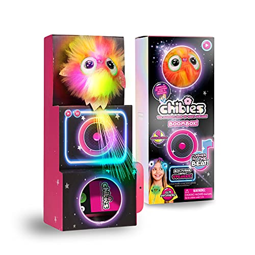 CHIBIES Boom Box - Sparkle | Niedliche Flauschige Partyhaustiere die im Takt der Musik blinken | Interaktive Tier-Plüschtiere Charaktere von CHIBIES