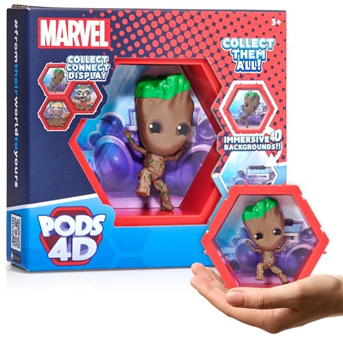 PODS 4D Marvel Groot | Verbindbare sammelbare Bobble-Head-Figur, die aus ihrer Welt in Ihre Welt bricht | Wand- oder Regalanzeige | Marvel -Spielzeug und Geschenke | Serie 1 Nr. 409 von WOW! PODS