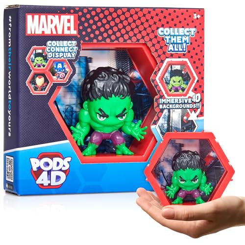 PODS 4D Marvel Hulk | Einzigartige, miteinander verbundene Sammelboble-Kopf-Figur, die aus ihrer Welt in Ihre | ausbricht | Wand- oder Regalanzeige | Marvel -Spielzeug und Geschenke | Serie 1 Nr. 412 von WOW! PODS