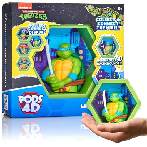 PODS 4D Ninja Turtles Leonardo | Einzigartige zusammensteckbare Wackelfigur zum Sammeln, die aus ihrer Welt in Ihre platzt, Wand- oder Regaldisplay | Spielzeug und Geschenke | Serie 1 Nr. 431 von WOW! PODS