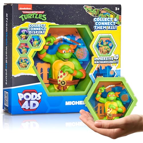 PODS 4D Ninja Turtles Michelangelo| Einzigartige zusammensteckbare Wackelfigur zum Sammeln, die aus ihrer Welt in Ihre platzt | Wand- oder Regaldisplay | Spielzeug und Geschenke | Serie 1 Nr. 432 von WOW! PODS