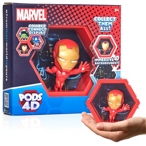 WOW! PODS 4D Marvel Ironman, Einzigartige, miteinander verbundene Sammelboble-Kopf-Figur, die aus ihrer Welt in Ihre, ausbricht, Wand oder Regalanzeige, Marvel Spielzeug und Geschenke von WOW! PODS