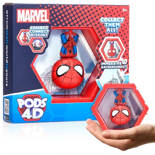 WOW! PODS 4D Marvel Spider-Man, Einzigartige, miteinander verbundene Sammelboble-Kopf-Figur, die aus ihrer Welt in Ihre, ausbricht,Wand oder Regalanzeige, Marvel Spielzeug und Geschenke von WOW! PODS