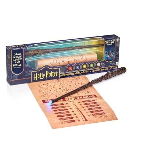 WOW! STUFF Harry Potter Hermine Granger Zauberstab Deluxe Wiederaufladbar, Mehrfarbige LED-Spitze, 35,6 cm | Official Wizarding World - Harry Potter Fanartikel, Harry Potter Geschenke, Sammlerstücke von WOW! PODS