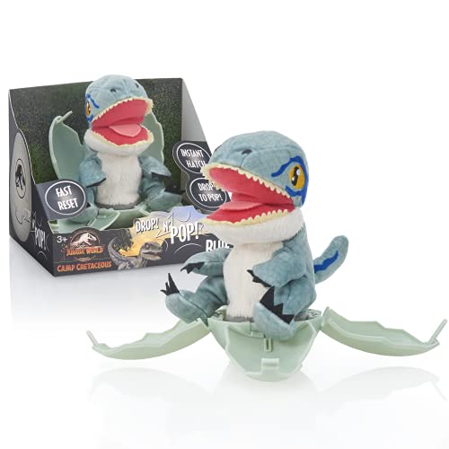 WOW! STUFF Jurassic World Drop n Pop Dino, Velociraptor, Dinosaurier-Ei mit Pop-Up-Plüschtier, offizielles Fallen Kingdom Merchandise, Geschenke und Spielzeug für Jungen und Mädchen ab 5 Jahren, Blau von WOW! STUFF