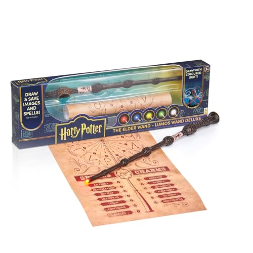 WOW! STUFF Harry Potter Dumbledore Zauberstab Deluxe Wiederaufladbar, Mehrfarbige LED-Spitze, 35,6 cm Official Wizarding World - Harry Potter Fanartikel, Harry Potter Geschenke, Sammlerstücke Elder Wand Brown 14 Rechargeable von WOW! PODS