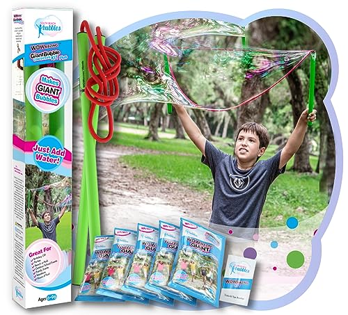 WOWMAZING Seifenblasen Groß Set Plus - Inkl. Seifenblasen Stab 5 Nachfüllpacks & Tipps & Tricks Broschüre - Riesen Seifenblasen Kinder - Seifenblasen Set Aktivitäten im Sommer - Nur Wasser Hinzufügen von WOWMAZING