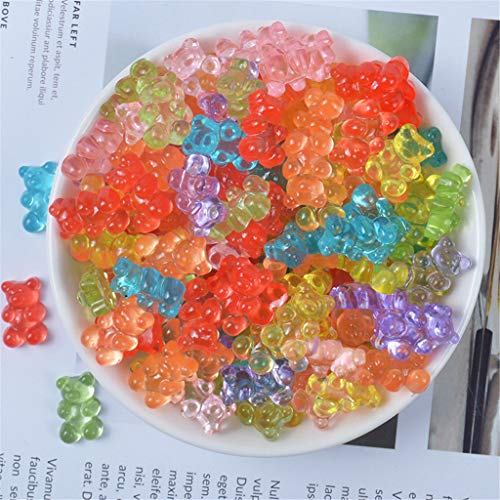 WOWOWO 12 Stück Mini Bärenperlen Gummi Weiche Schleim Charms Plastilin Schleim Zubehör Perlen Für Kristallschlamm Flauschiger Schleim von WOWOWO