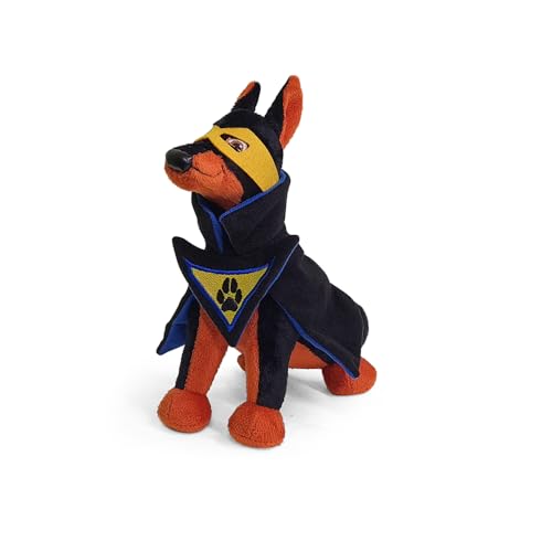 WP Merchandise - Hund Dobermann Superheld mit Maske weiches Plüschtier 24cm (Stofftier Spielzeug | Geschenke für Kinder | Für jedes Alter) von WP Merchandise