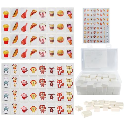 WPPQWP 65 Block 30mm Mahjong Spiel Blöcke(ABS Plastik), Seaside Escape Spiel, Kinder Mahjong, Party Spiel, Mahjong Set, Zen Game(Kommt mit 64 niedlichen Aufklebern) von WPPQWP